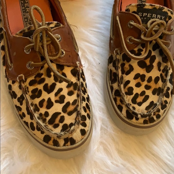 Sperry Top-Sliders 9445537 Leopard Cheetah Print Cowhide Hair Boat Shoes - Picture 2 of 5